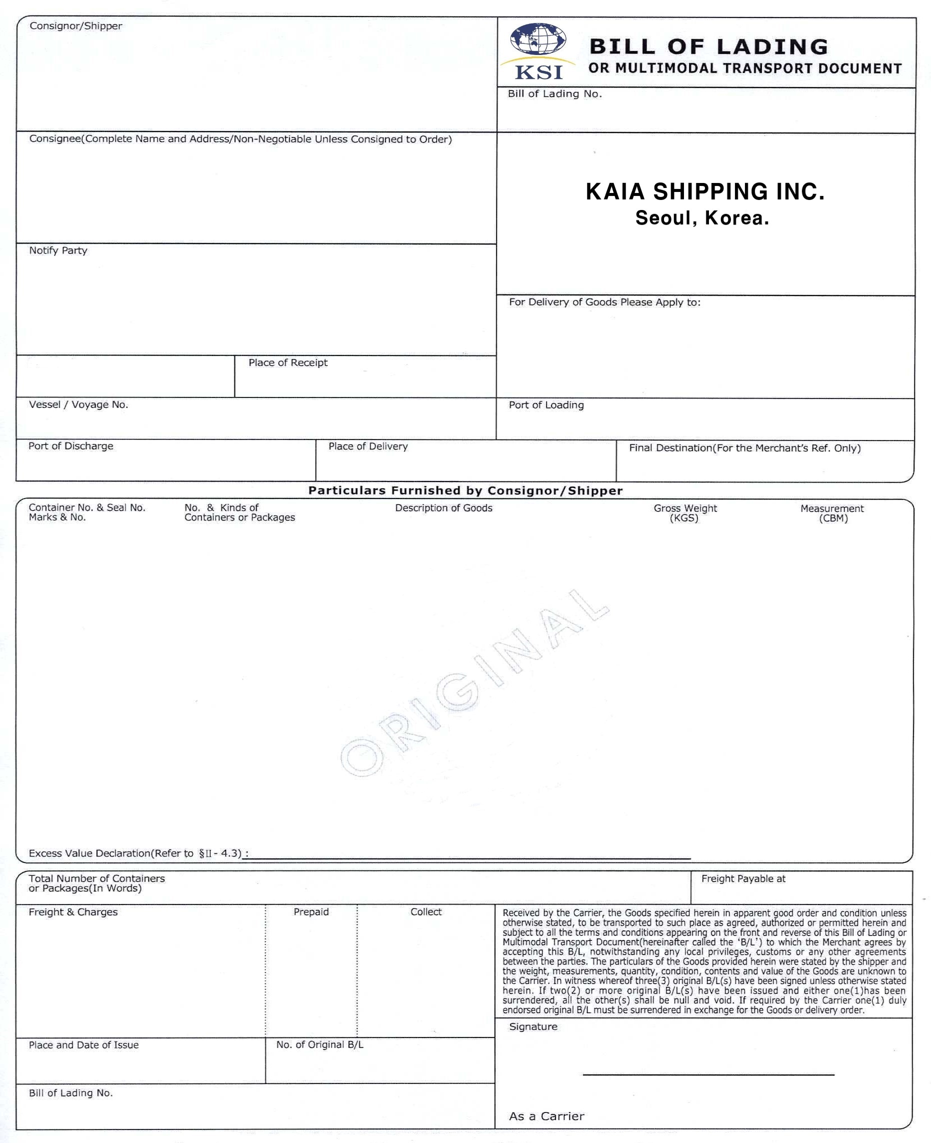 Bill Of Lading